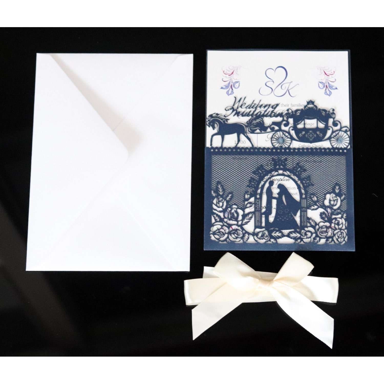 White Card Invitation Laser Marriage Card Beautiful Wedding Card Customization